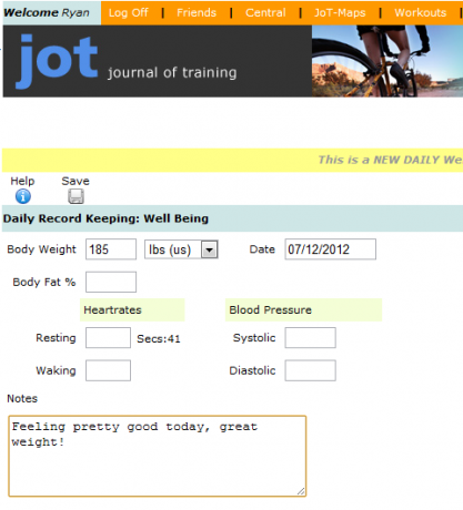 Journal of Training jot12 ile Egzersiz Başarı Planlayın ve Takip