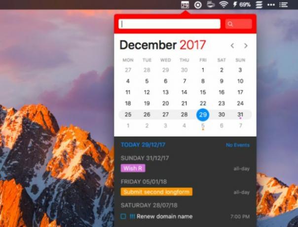 fantastical-Mac Menu Bar Uygulamaları