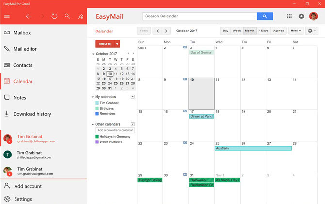 Gmail Takvim için EasyMail görünümü