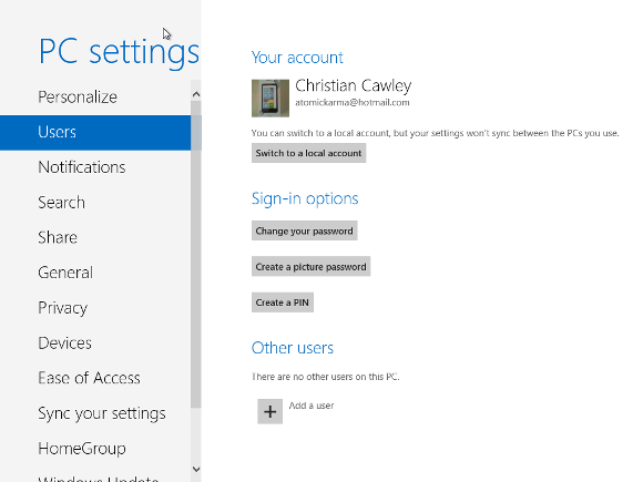 Windows 8'de yeni bir kullanıcı ekleme