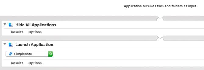 Çalışan uygulamaları gizlemek ve Mac'te yeni bir uygulama başlatmak için Automator uygulaması