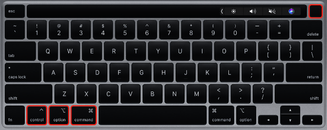 Kapatma kısayoluna sahip MacBook klavye