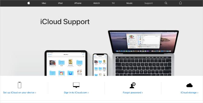 iCloud Apple Destek web sitesi