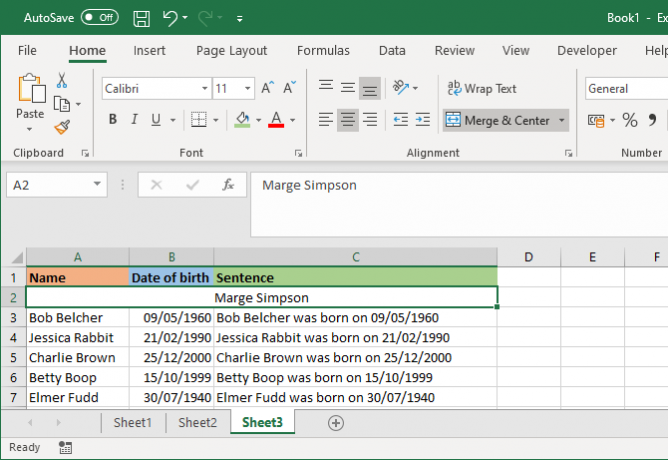 excel birleştirme ve merkezleme