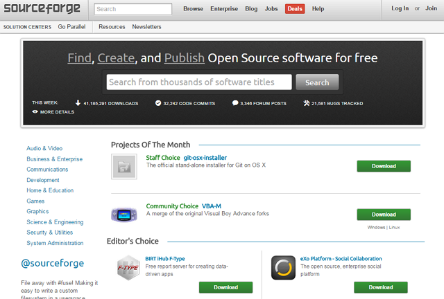 Slashdot-Sourceforge'unda-anasayfa