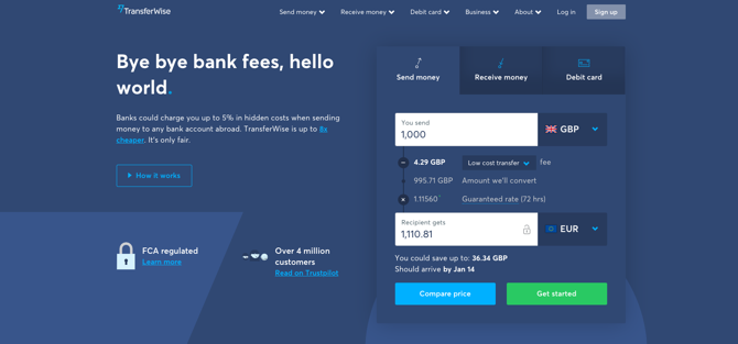 Transferwise ekran görüntüsü