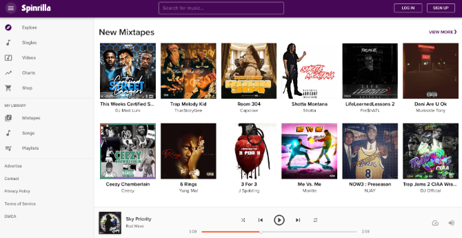 Spinrilla, hip-hop mixtapes için ücretsiz bir müzik akışı hizmetidir