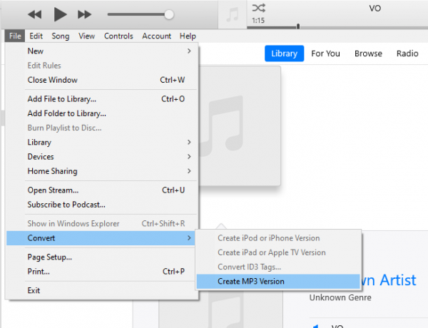 İTunes içe aktarma ve dönüştürme aracıyla WAV dosyalarını MP3'e dönüştürme