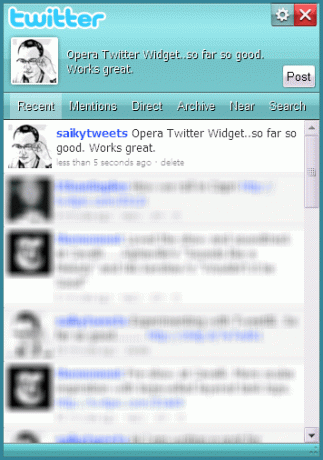 twitter addon widget opera