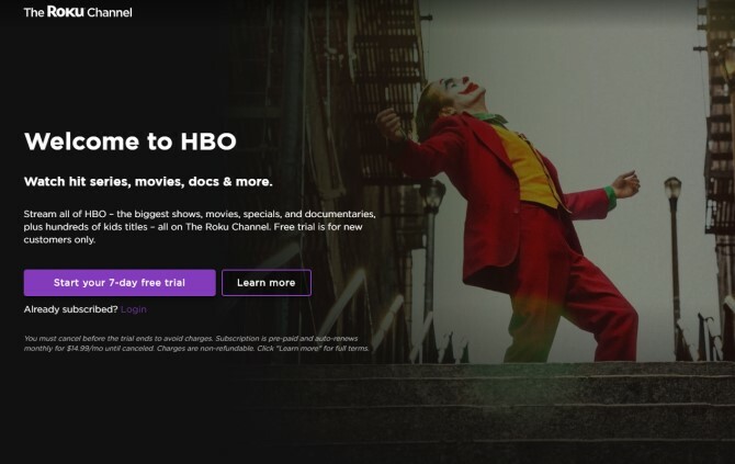 HBO Ücretsiz Deneme Roku Kanalı