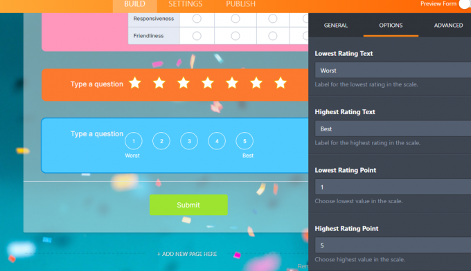 Jotform Rating'in ekran görüntüsü