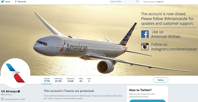 us airways twitter başarısız