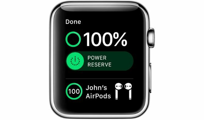 AirPods pilini gösteren Apple Watch Kontrol Merkezi