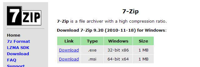 7-zip-32-bit vs-64-bit yükleyici