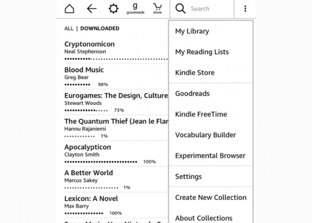 kindle yeni koleksiyon menüsü