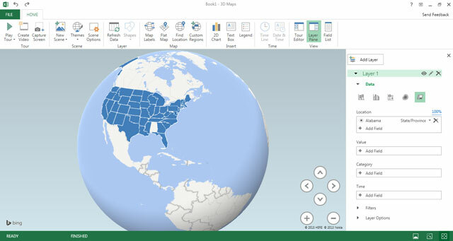 Excel 2016 - 3D Harita