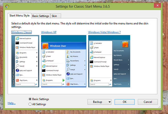 Bu, Windows programlarının en iyilerinden birinin ekran görüntüsüdür. Adı Klasik Kabuk