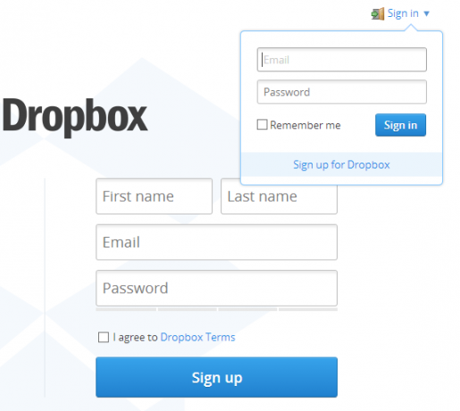 dropbox web arayüzü