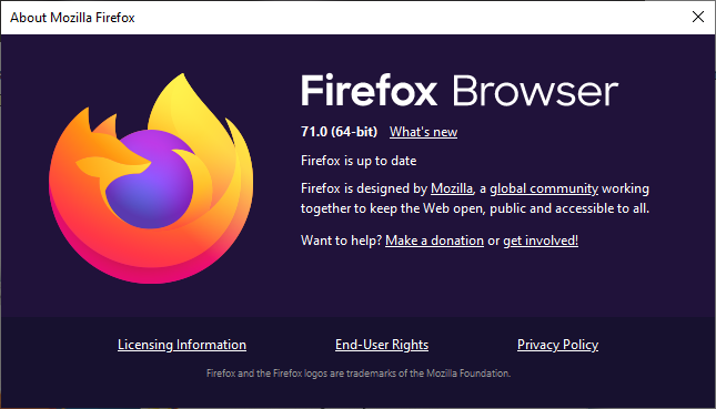 Firefox güncelleme penceresi