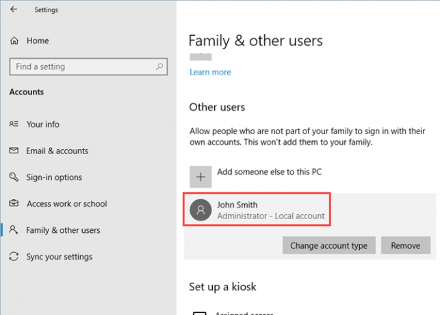 Standart hesap Windows 10'da Yönetici hesabına değiştirildi