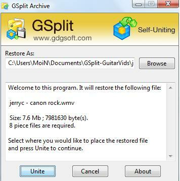 gsplit -büyük dosyaları daha küçük dosyalara böler