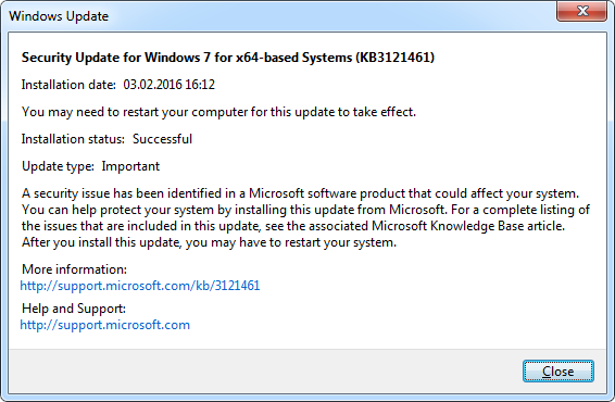 Windows 7 Güncelleme Geçmişi Ayrıntıları