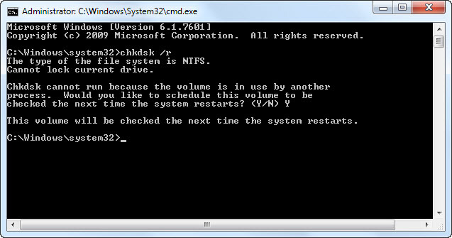 Chkdsk-r-zamanlama-run