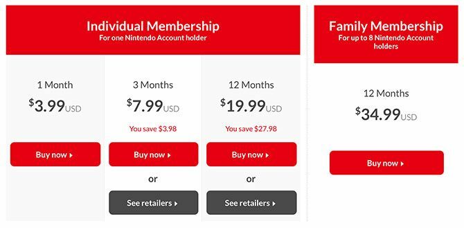 Nintendo Switch Online Fiyatlandırması