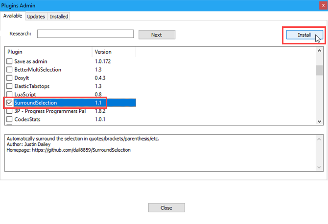 Notepad ++ içine dahil edilen bir eklenti yükleme