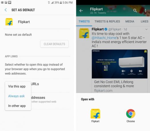 android flipkart uygulama bağlantısı varsayılanı