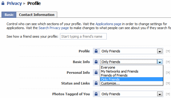 facebook gizlilik profili