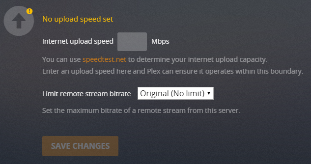 plex kısıtlama yükleme hızı