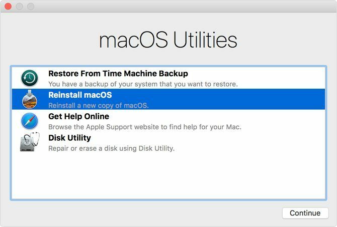 MacOS'u yardımcı programlardan yeniden yükleyin