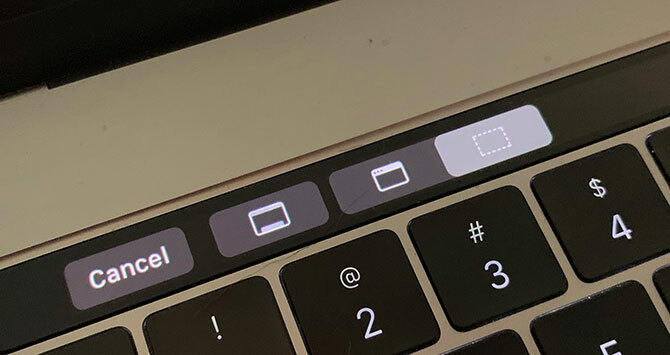 MacBook Pro Touch Bar'daki ekran görüntüsü seçenekleri