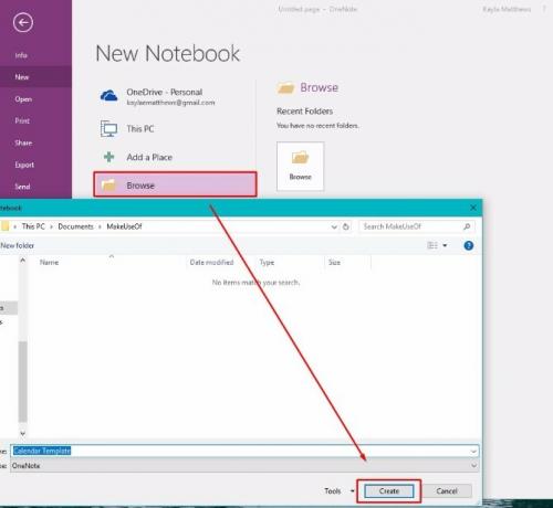 onenote takvim şablonu oluştur