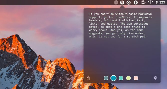 five-notes-Mac Menü Çubuğu Uygulamaları