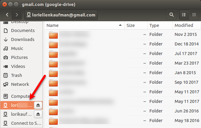 Nautilus'a ikinci bir Google Drive ekleme