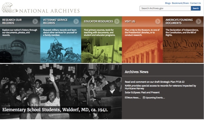 Ulusal Arşiv ve Kayıt Yönetimi web sitesi