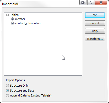 2013 XML Aktarma seçeneklerine erişin