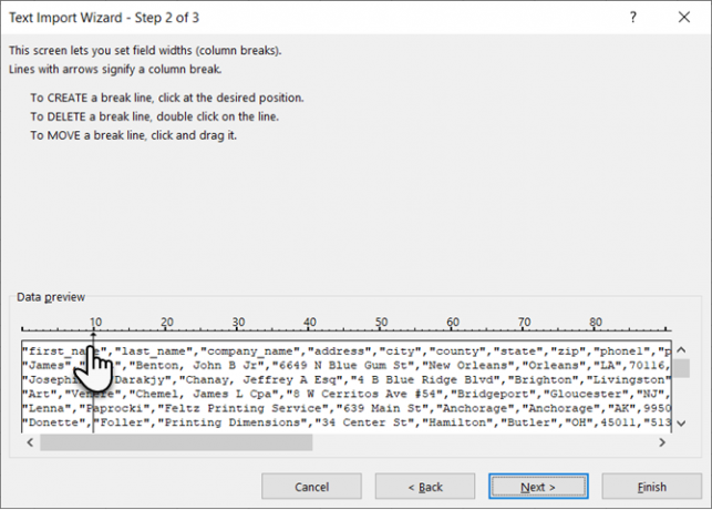 Microsoft Excel'de Sabit Genişlik Verilerini İçe Aktar