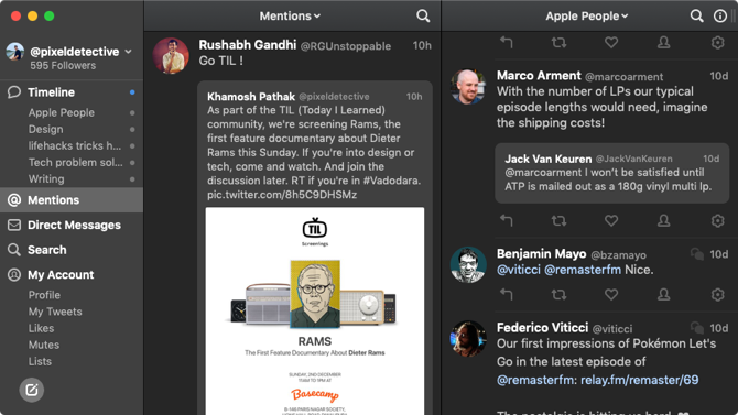 Tweetbot 3 Karanlık mod