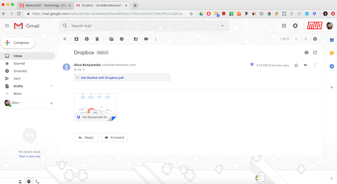 Dropbox for Gmail, Dropbox bağlantılarını önizlemek için bir Chrome uzantısı