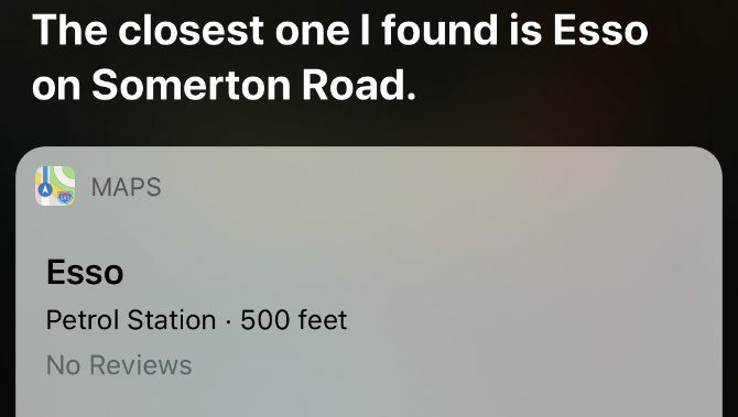 Siri en yakın benzin istasyonunu arıyor