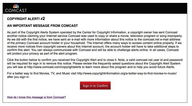 Comcast Uyarısı