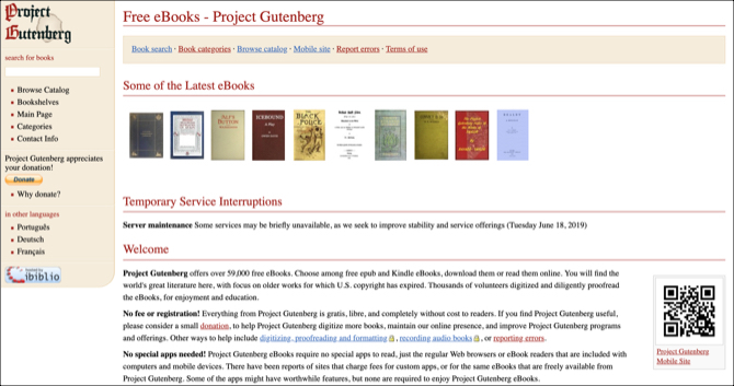 Project Gutenberg ücretsiz e-kitaplar