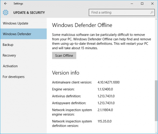 windows-defender-çevrimdışı-genel bakış