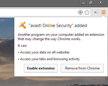 Avast - Tarayıcı Koruma Eklentisi - Chrome