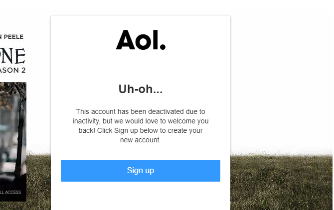 aol girişi etkin olmadığından devre dışı bırakıldı