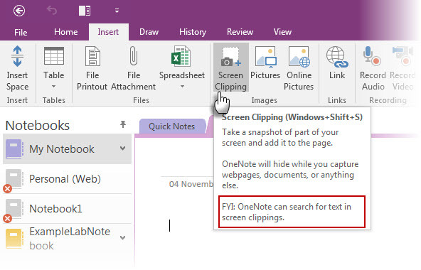 OneNote Ekran Kırpma