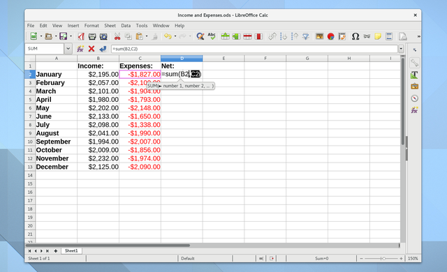 Önizleme Oyun Linux Budge Uygulamaları LibreOffice Calc